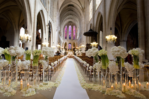 wedding photo by Bob and Dawn Davis Photography, gorgeous ceremony floral details, aisle